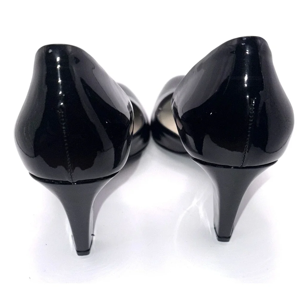 Salvatore Ferragamo Black Patent Leather D'Orsay Pumps 8.5 2A Made in Italy